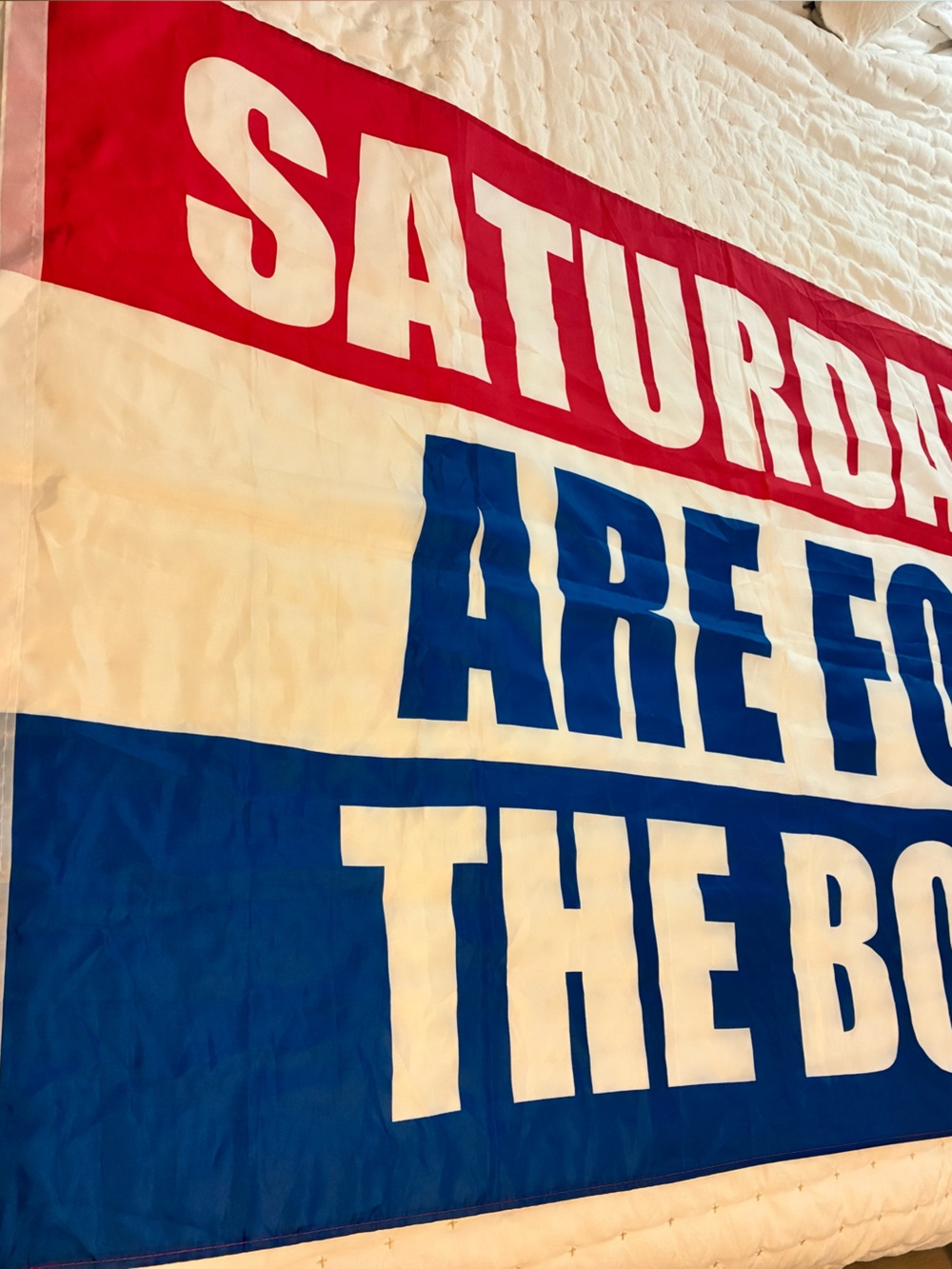 Saturdays Are For The Boys Decorative Wall Banner - Red, Blue & White